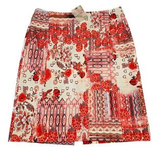 Encuentro Pink Off White Mini Skirt NEW Women Size 10 EU 40 Stretch Floral Aline